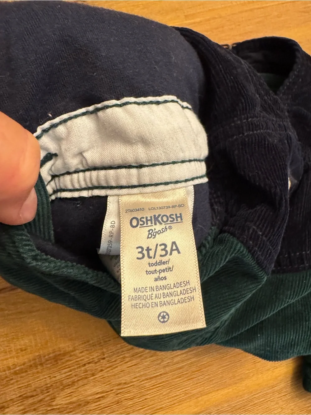 OshKosh B'gosh Dark Green and Navy Corduroy Overalls 3T